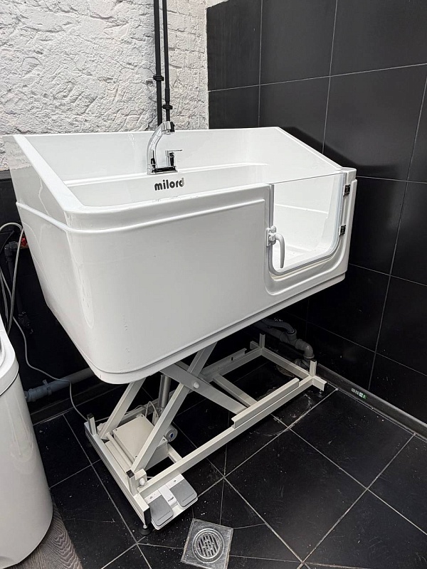 Milord Ванна для мытья собак белая на электроподъемнике, акриловая Milord Acrl-1