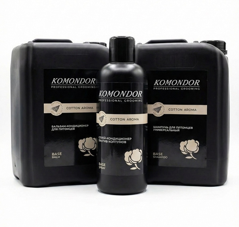 KOMONDOR Набор Кондиционер + Шампунь+ Спрей "Base" 2 х 5л + 1л, KN-012